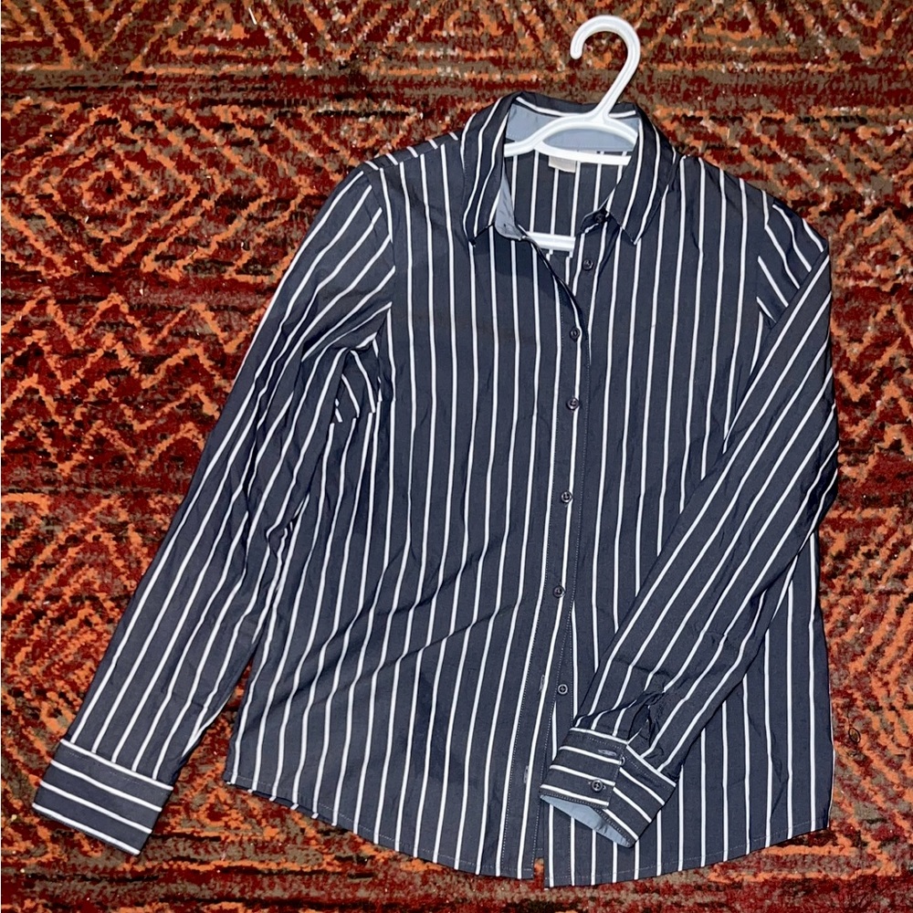 Women Shirt - Grey with white stripes